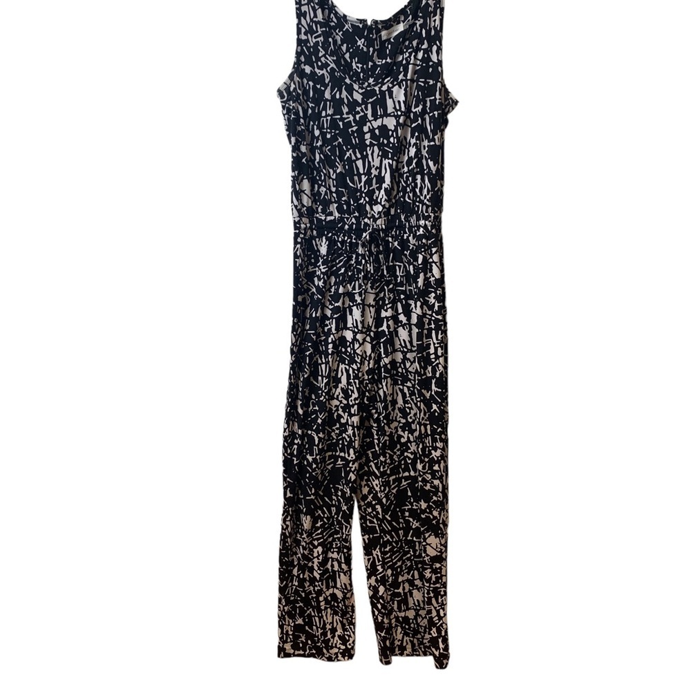 Calvin Klein Abstract Sleeveless Jumpsuit Black White Size 4